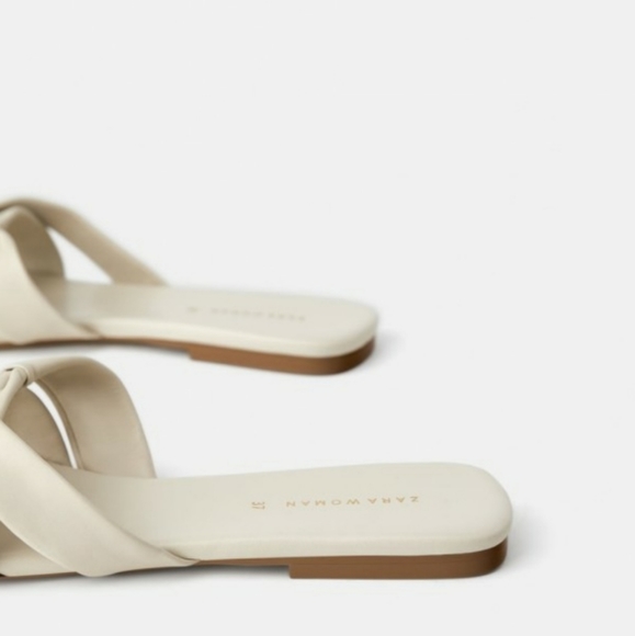 Zara! Bow cross detail leather sandals! US7.5, EU38 - Picture 3 of 7